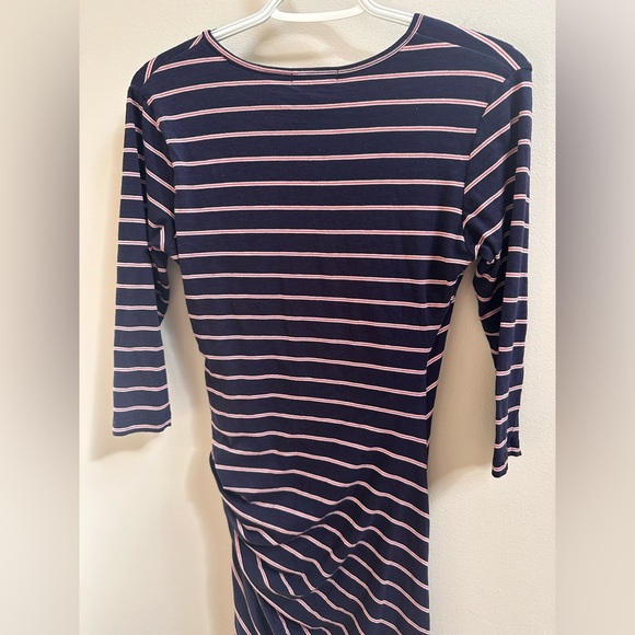 NEW Anthropologie Sundry Fabian Faux Wrap Striped Shirt Dress Women’s 1/S Navy - Picture 9 of 11